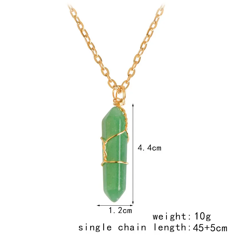 Hexagonal Prism Crystal Stone Halsband Bullet Chakra Pendants For Women Lady Jewelry Gift Will and Sandy Drop Ship