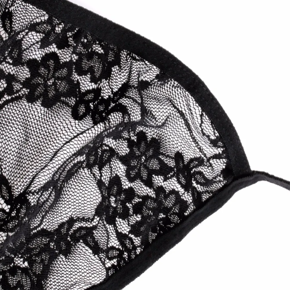Black Sexy Lingerie Lace Dress Babydoll Underwear Nightwear Sleepwear women G-string bra set255g