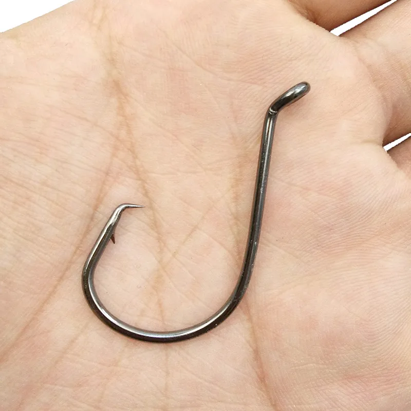 7384 High Carbon Steel Fishing Hooks Black Offset Sport Circle Bait Fishing Hook Size 1807844940