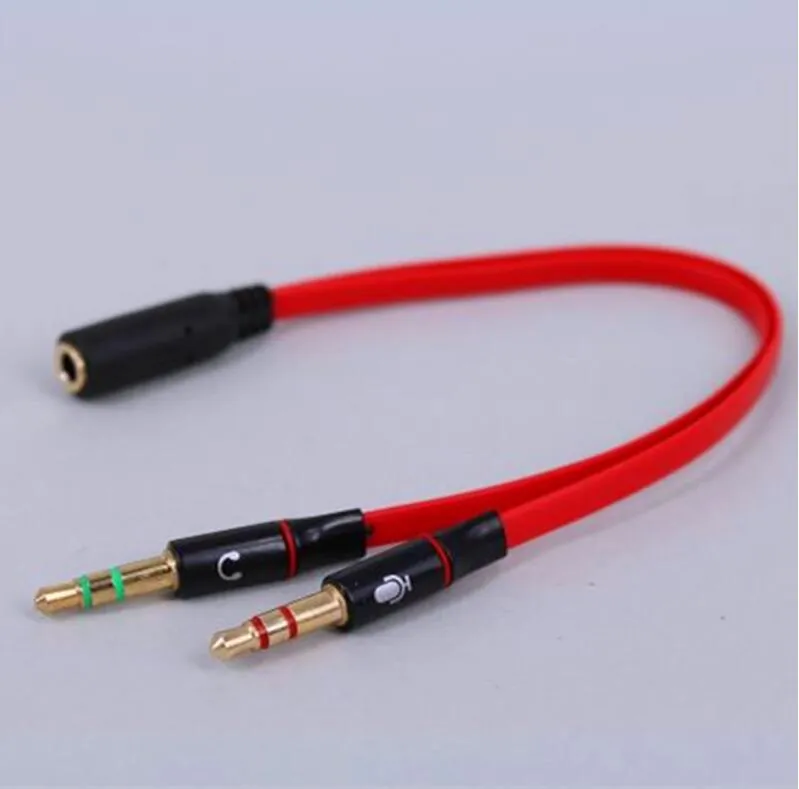 3.5mm 1 Kobieta do 2 Mężczyzna Słuchawki Słuchawki Audio Cable Mic Splitter Adapter podłączony przewód do laptopa