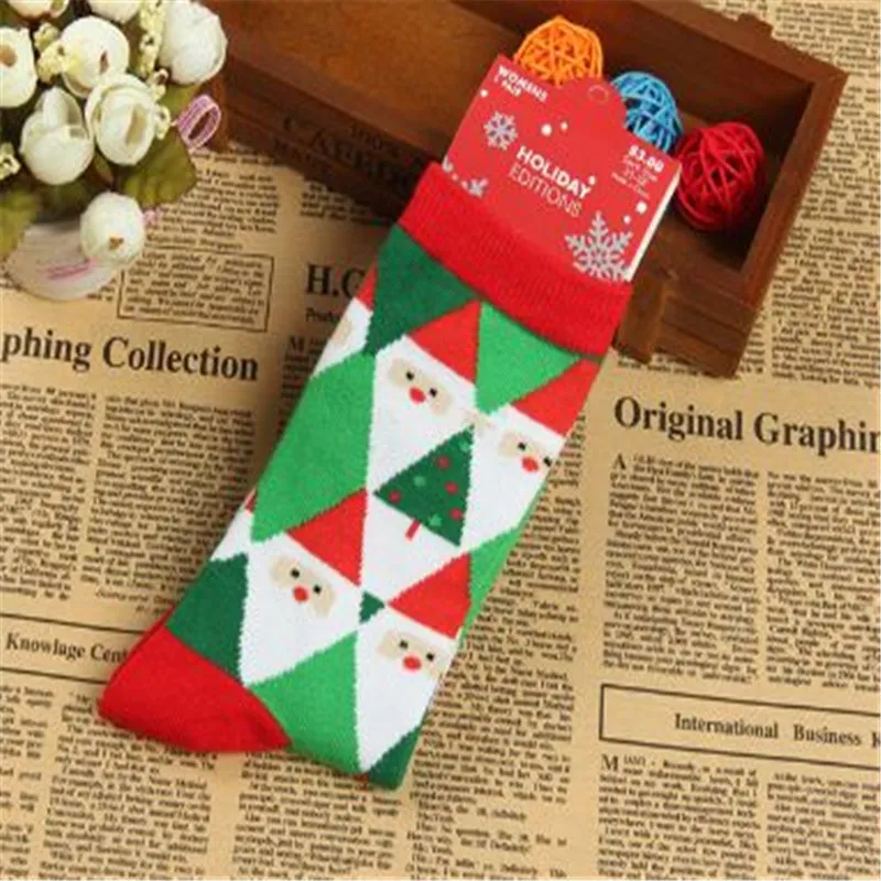2017 cute printed socks Soft Christmas women's socks Ladies Girls santa trees printed Winter Warm Socks Christmas Gift ouc1082