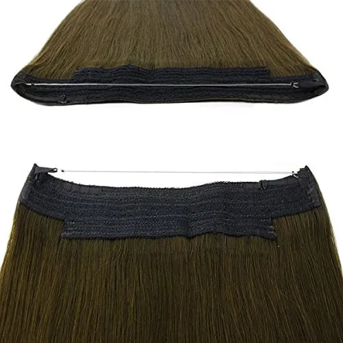 Miracle Osynlig Wire Flip In Hair Extensions 120g 14 '' - 26'Remy Premium Grade Human Hair Chestnut Brown # 6 Jet Black # 1