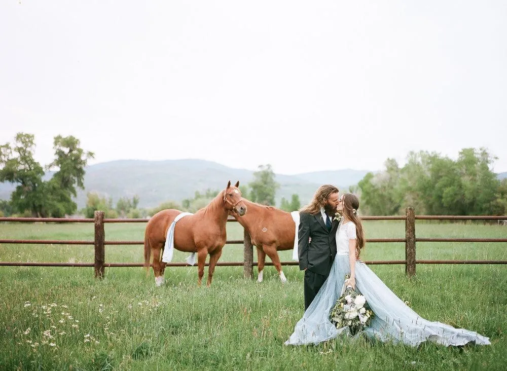 Vestidos do casamento do país do vintage 2019 laço azul empoeirado tule boho 2019 modesto dois pedaços tampão manga país elegante vestidos nupciais baratos