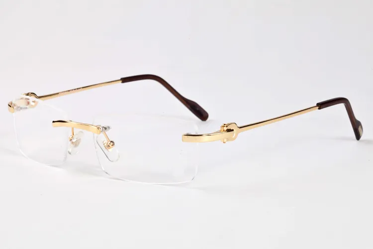 Nya mode sport solglasögon för män Rimless semirimless full ram glasögon guld och silver stent brun transparent kvadratlins solglasögon