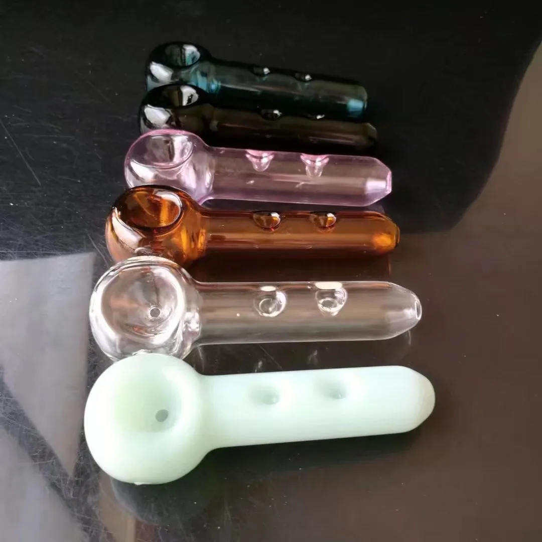Farbe drei konkave Rohre Glasbongs Zubehör Glaspfeifen bunte Mini-Multifarben Handpfeifen Bester Löffel gla
