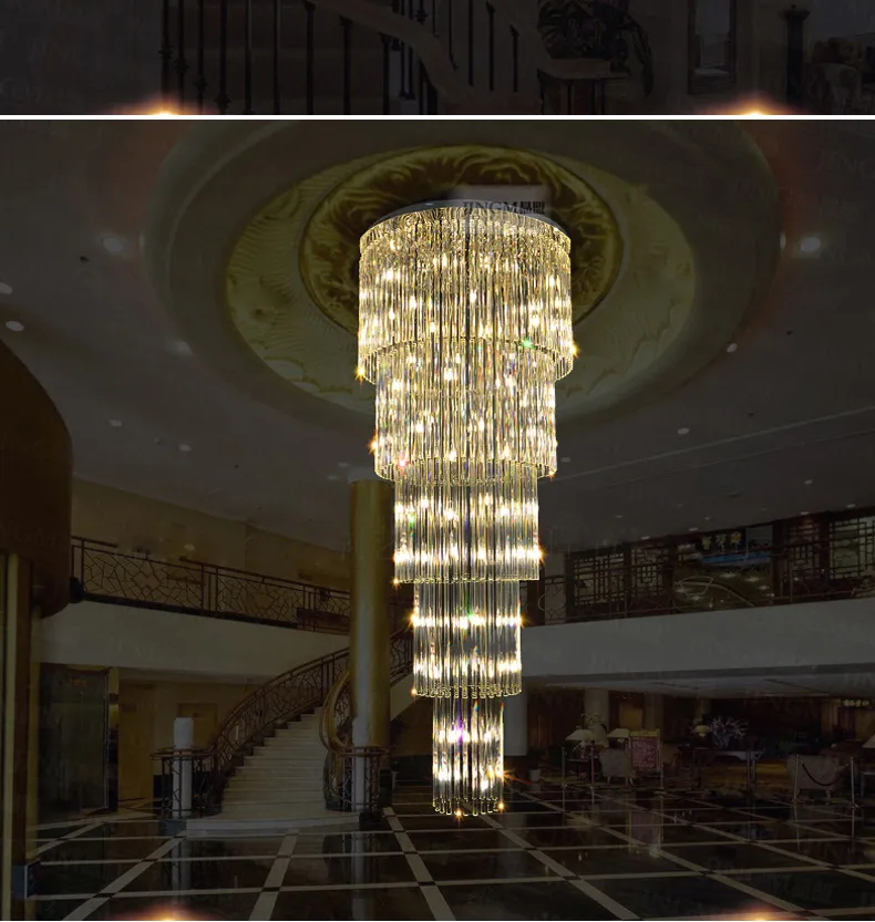 LED Modern Chandelier Crystal Chandeliers Lights Fixture Hotel Parlor Lobby Home Indoor Lighting Luxury Long Crystal Droplights D50cm 80cm