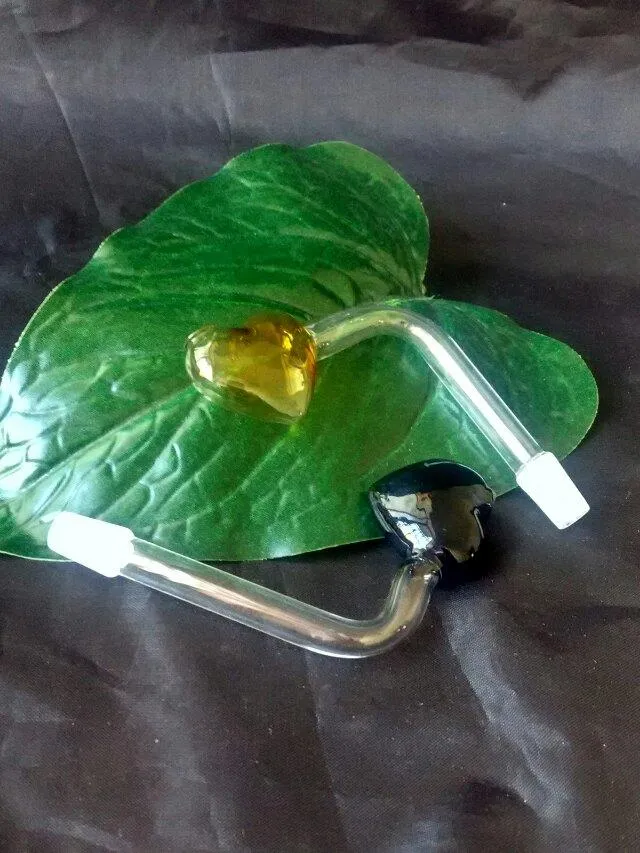 Multicolor Bend Peach Heart Burner Glass Bongs Tillbehör Glas rökrör Färgglada mini Multi-färg Handrör Bästa sked Glas