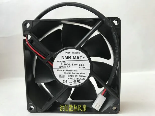 원래 NMB-MAT-8025 3110GL B4W-B54 0.30A 80 * 80 * 25MM 2 와이어 전원 섀시 팬