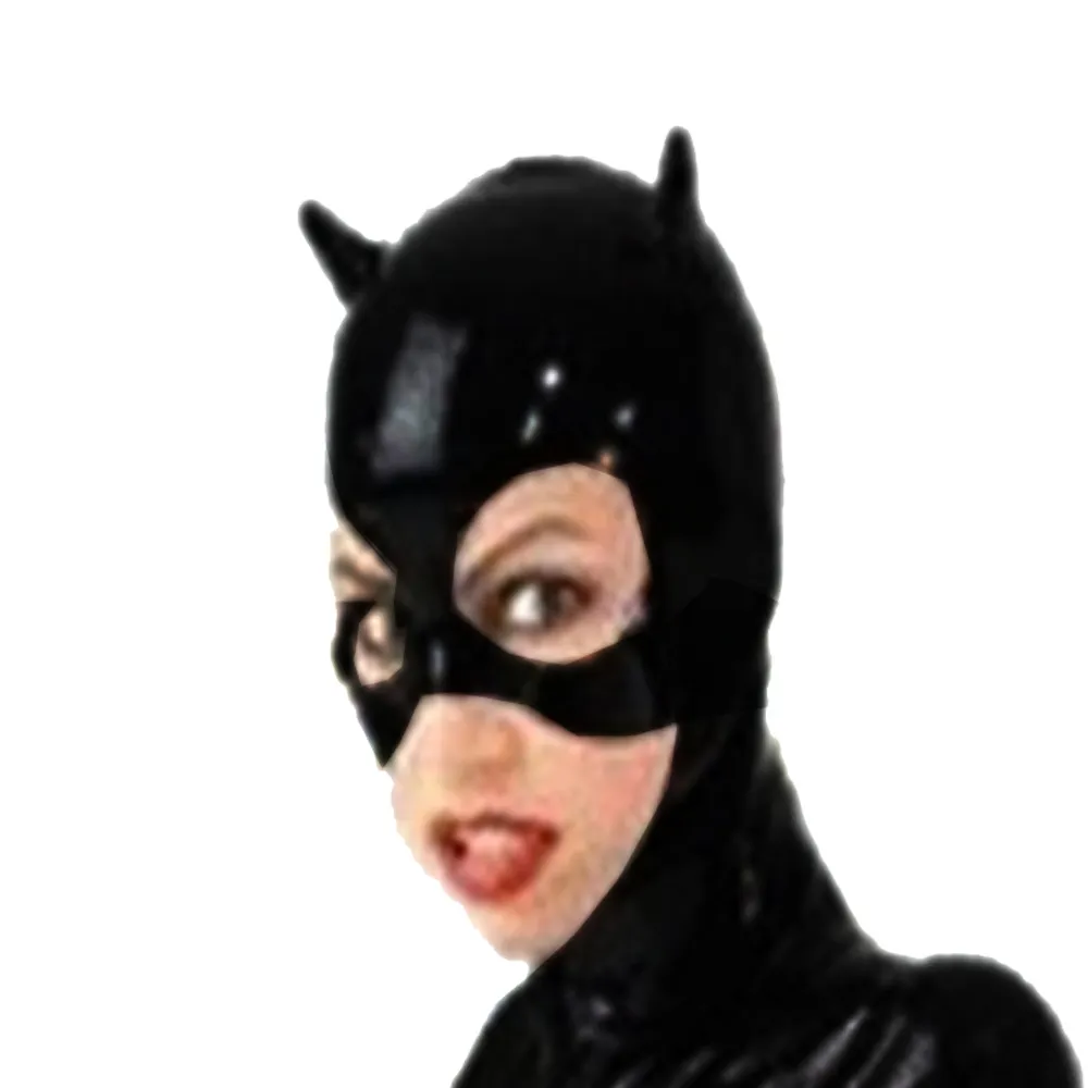 Gótico Preto Catwoman Máscara De Olhos Abertos Boca Adulto Mulheres Chapéu Com Orelhas de Halloween Fancy Dress Acessório