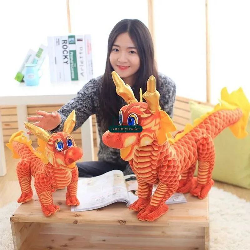 Dorimytrader 85cm Cute Fashion Big Simulated Dragon Plush Toy 33inches Stuffed Soft Cartoon Chinese Dragon Doll Gift for Kids DY61562