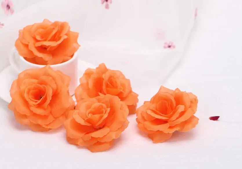 Högkvalitativ 8cm Artificiell Silk Rose Flower Head for Wedding Home Decoration R FH91702