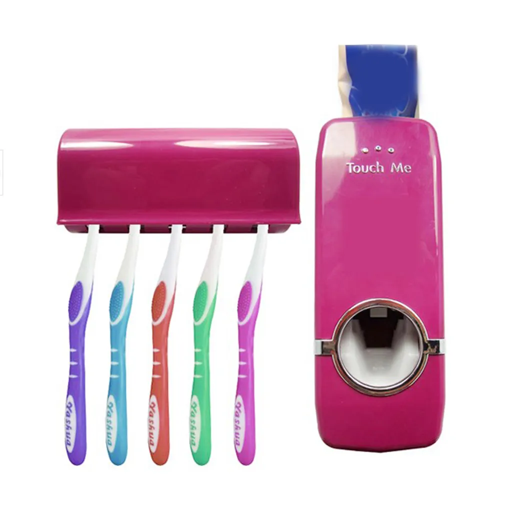 Juegos de baño Nuevo dispensador automático de pasta de dientes Juego de soporte para cepillos de dientes