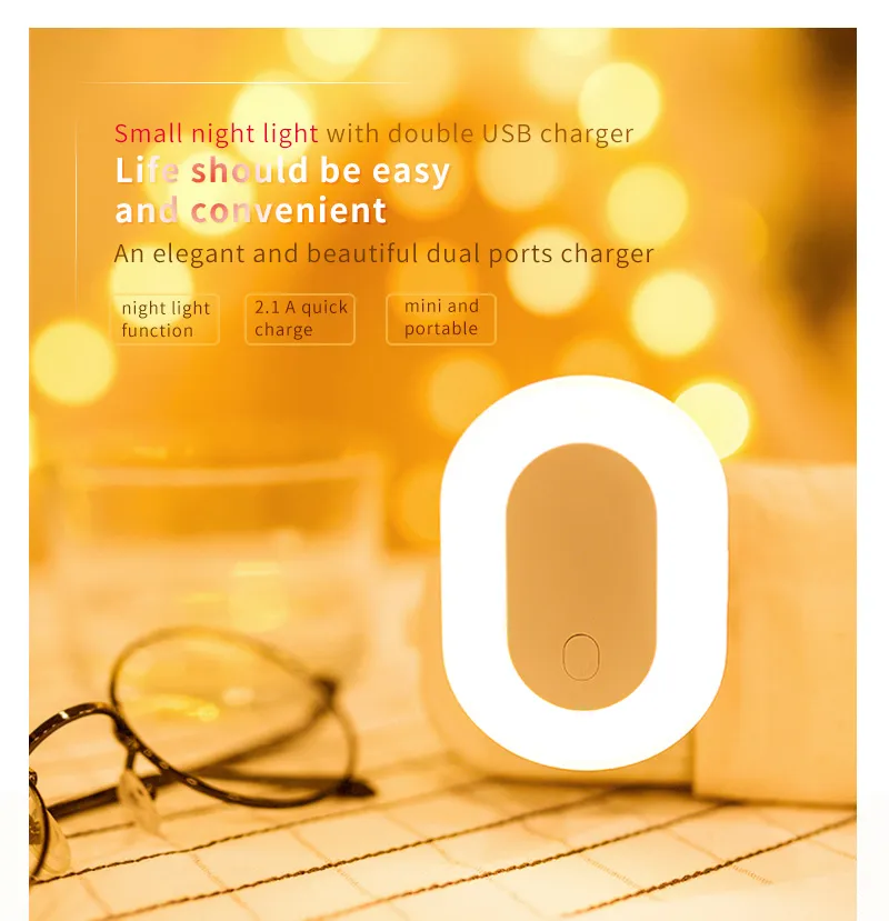 Adjustable Dual USB Wall Charger With Mi Motion Light For Mobile Phones Tablets And Bedrooms Fast Charging With Brightness From Senden 5.03 DHgate.Com