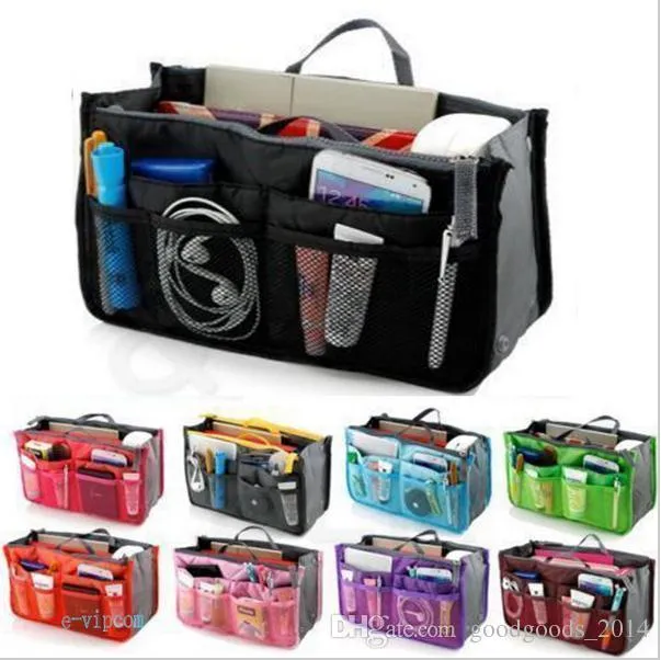 Tidy Bag Sundries Cosmetic Organizer Traval Handbags Dual Zipper Portable Multifunzione 13 colori bag in bag ak054