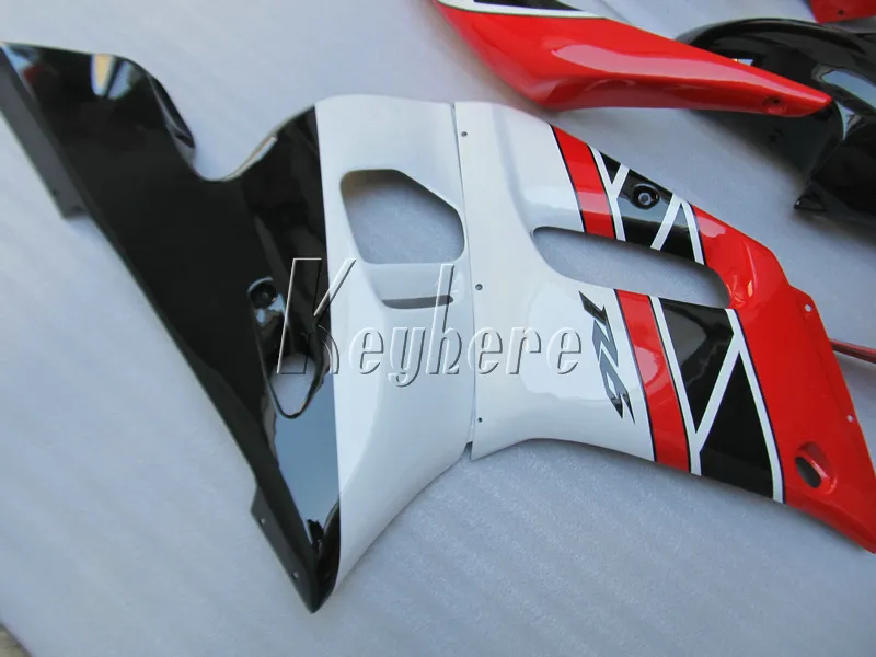 Yamaha için en çok satan plastik kaplama kiti YZR R6 98 99 00 01 02 Beyaz Kırmızı Siyah Fairings Set YZF R6 1998-2002 HT46