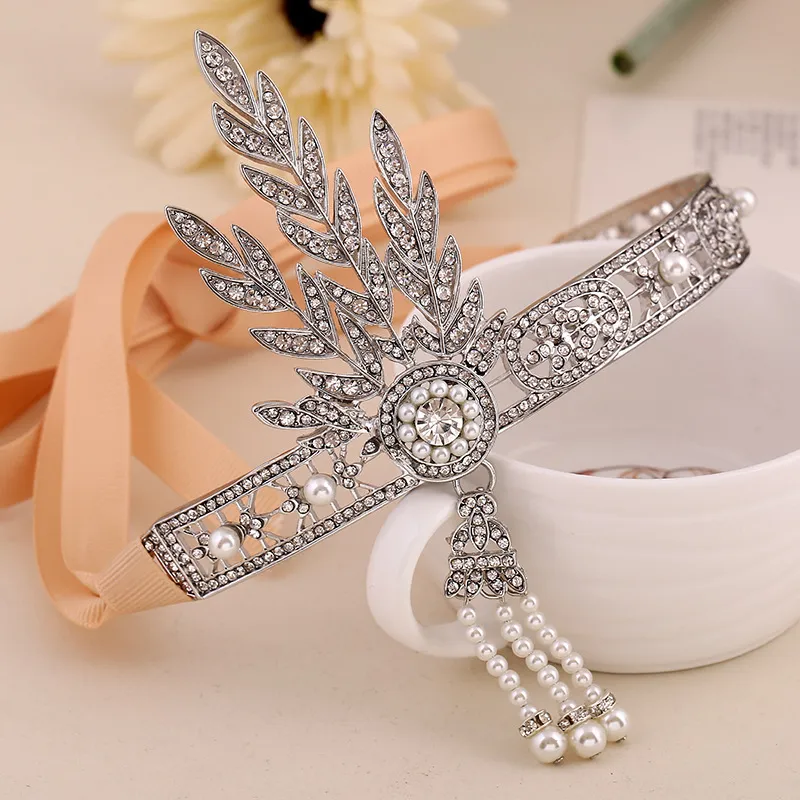 Flapper degli anni '20 Great Gatsby Hair Jewelry Accessori capelli vintage la testa di nozze Coroa nova catena 7684614