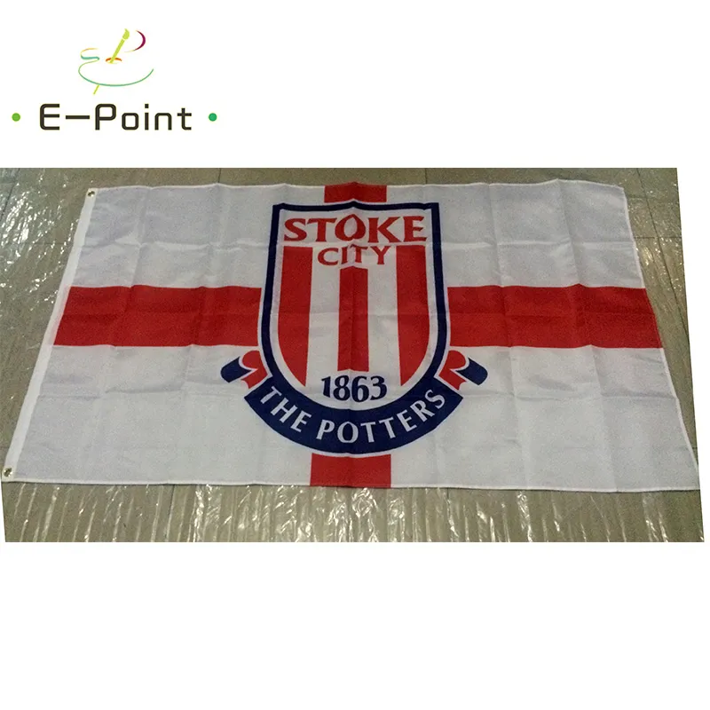 England Stoke City FC Typ B 3*5ft (90cm*150cm) Polyester EPL-flagga Bannerdekoration flygande hem trädgårdsflagga Festliga presenter