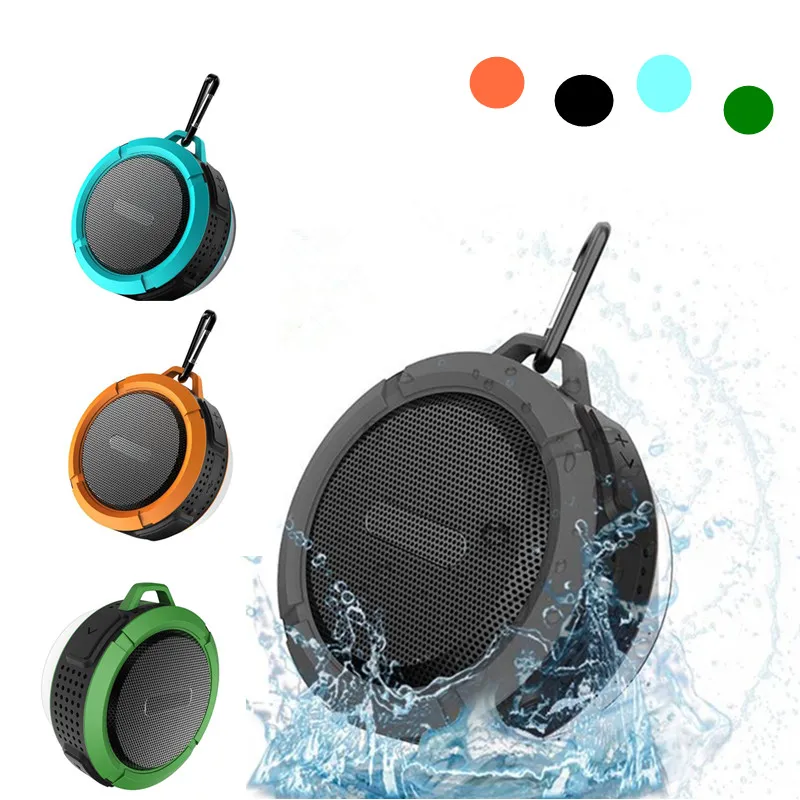 C6 SPREKER BLUETOOTH LEAKER MINI MINI DRIVALE WIRELESS AUDIO Player Waterdichte luidsprekers Hook en Suction Cup Stereo Music Players met Retail Box