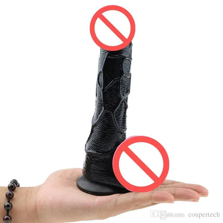 Zwart 8 inch realistische dildo waterdichte flexibele penis met getextureerde schacht en sterke zuignap seksspeeltje voor wom9152439