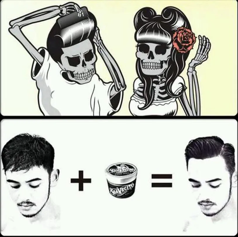 Suavecito Pomade Hårgel Stil fast Pomader Vax Starkt fäste återställande uråldriga sätt stort skelett slickat tillbaka hårolja vax lera