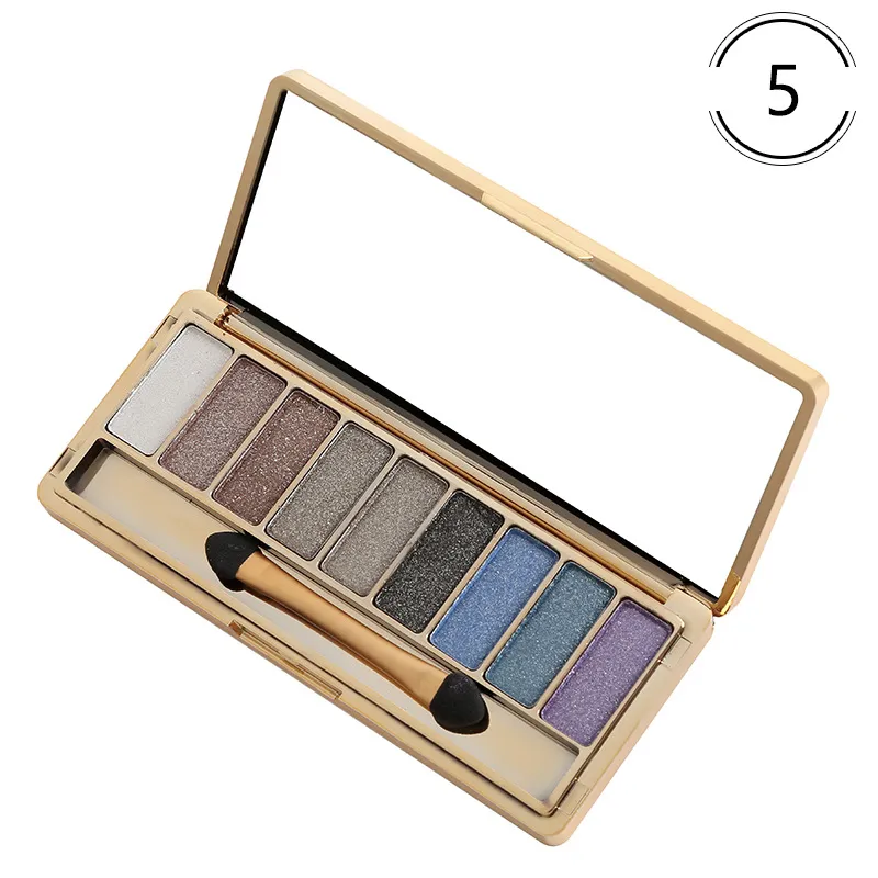 9 Kolory Lameila Maquiagem Paleta Eyeshadow Diament Bright Makeup Eye Shadow Flash Glitter Makijaż Zestaw z Pędzlem 8 Styl