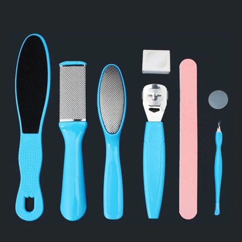 Fashion Art Accessoires 8 in 1 Pedicure Kits RASP Foot File Callus Remover Set Blue Nail Care Tools Grootte: PJD002, Kleur: Blauw