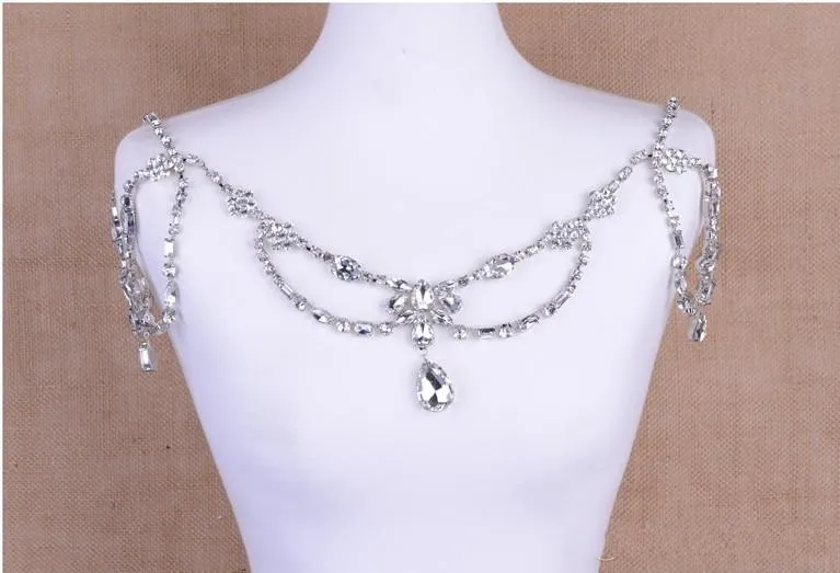 Nieuwe Prachtige Schouderketen Goedkope Noble Crystal Bridal Ketting Temperament Kralen Bruiloft Fase Verzending Bruids Accessoires