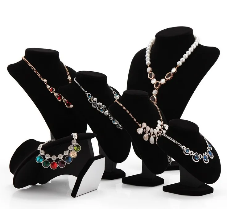 Whole1515cm tamanho preto e branco veludo colar jóias expositor jóias holde rack para presentes femininos wh11711784