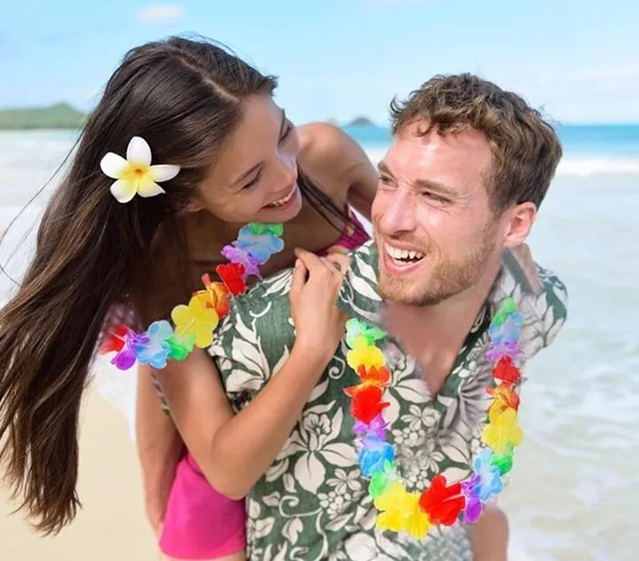 10 Teile / los Hawaiianischen Stil Bunte Leis Strand Thema Luau Party Girlande Halskette Urlaub Kühle Dekorative Blumen
