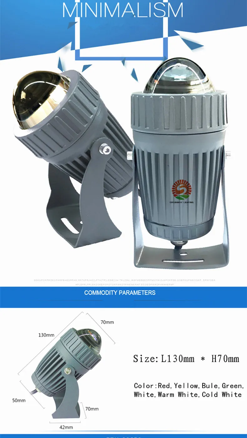 LED 잔디 램프 1W 10W 30W LED 스포트 라이트 야외 좁은 날카로운 초점을 맞춘 각도 방수 스포트 라이트