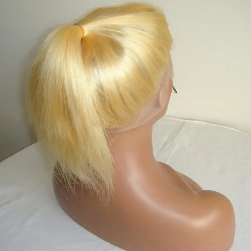 Blond 613 Silky Straight Silk Base 360 ​​Lace Band Frontal Pre Plucked 360 Lace Band Frontal Blonde med 44 Silk Top1948616