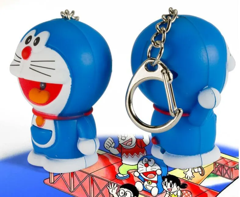 Doraemon A dream cat phone straps chiave fibbia accessori LED luminoso suono portachiavi regalo bambini
