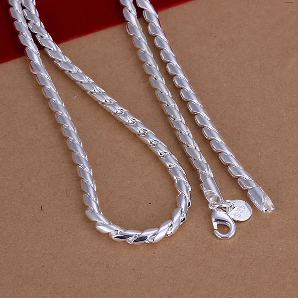 S068 Top quality 925 sterling silver twisted rope chain necklace & bracelet sets fashion jewelry birthday gift for men low pri