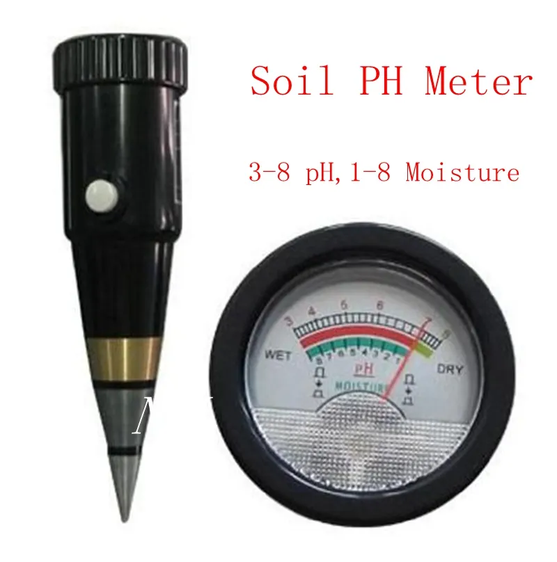 Freeshipping Portable Sol PH Mètre 1-8% PH 3-8 Niveau Testeur D'humidité Pour Jardin Plante Fleur Culture Hydroponique Analyseur Livraison Gratuite