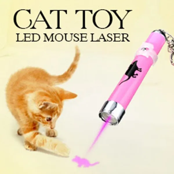 Portable Funny Pet Cat Toys LED Laser Pointer light Pen With Bright Animation Mouse Shadow
