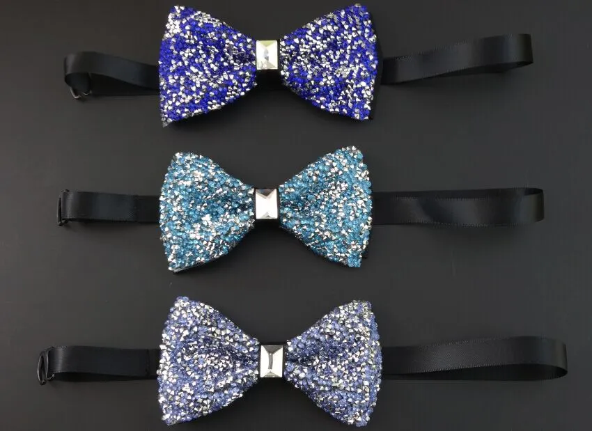الرجال القوس العلاقات الكريستال الماس ربطة 14 ألوان ضبط مشبك الرجال متزوج bowknot ربطة العنق المهنية ل هدية عيد الميلاد
