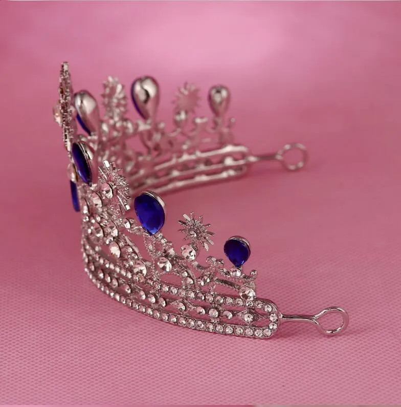 유럽 ​​신부 Tiaras 바로크 럭셔리 라인 석 크리스탈 크라운 퀸 다이아몬드 머리 공주 한국어 화이트 빛나는 머리 액세서리 LDT08