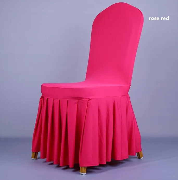 Housse de chaise de banquet de mariage jupe de chaise de haute qualité protecteur housse décor jupe plissée style housses de chaise élastique spandex WT7531898