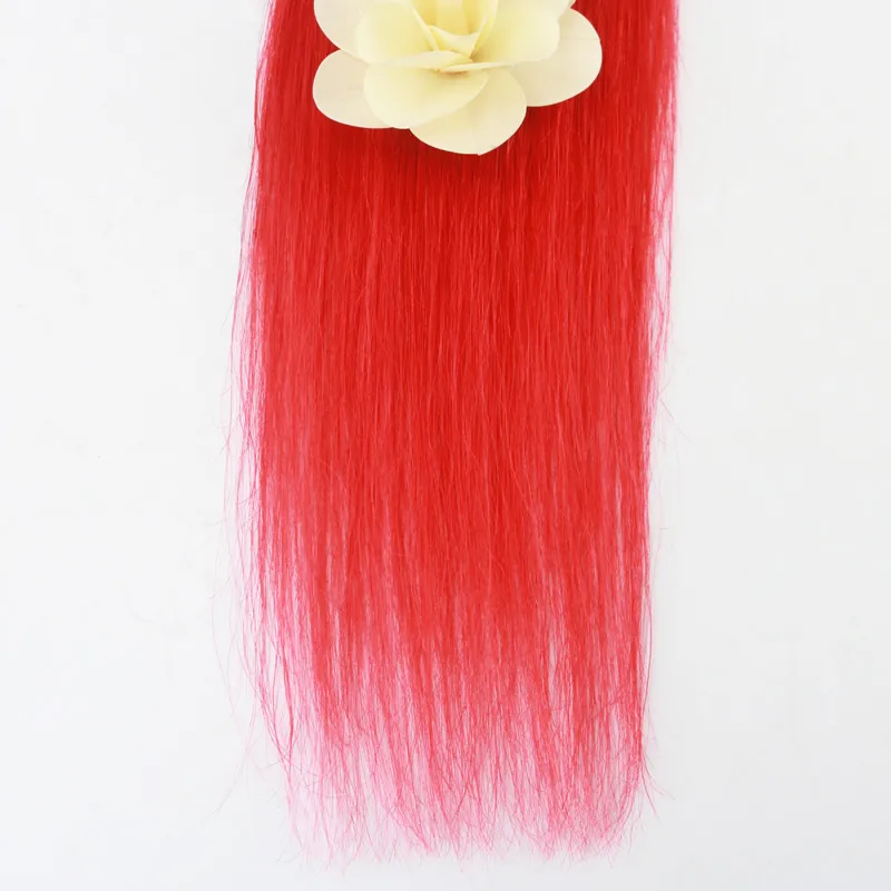 Fullt hår Populära Fler färger Röd färgband i Premium Remy Human Hair Extensions 20 st uppsättning 50g Vikt Rak mänskligt hår