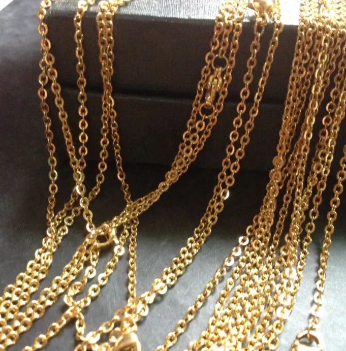 Hele 20 stks Goud kleur Fashion roestvrij staal Dunne 2mm Sterke Ovale ketting 18 ''20'' voor wome2611