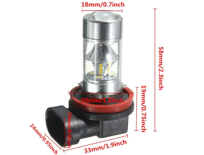 Alta potência 60W 6000K H4 H7 H8 H11 H16 9005 9006 1156 1157 7440 7443 3156 3157 P13W Farol de nevoeiro Luz de condução Luz de circulação diurna DRL DC10-30v