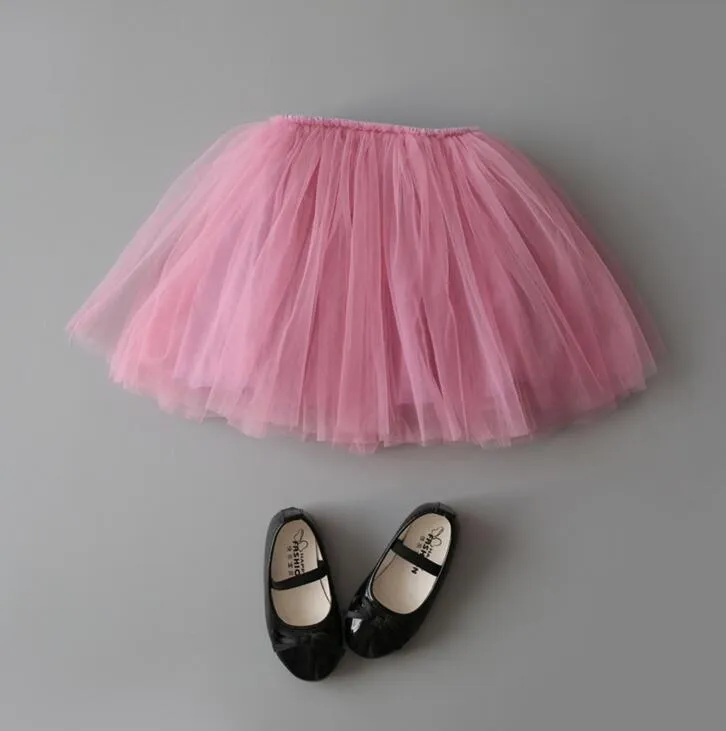 Four all-match new arrivals Four layers of gauze Princess skirts cute girl Summer solid color skirt 