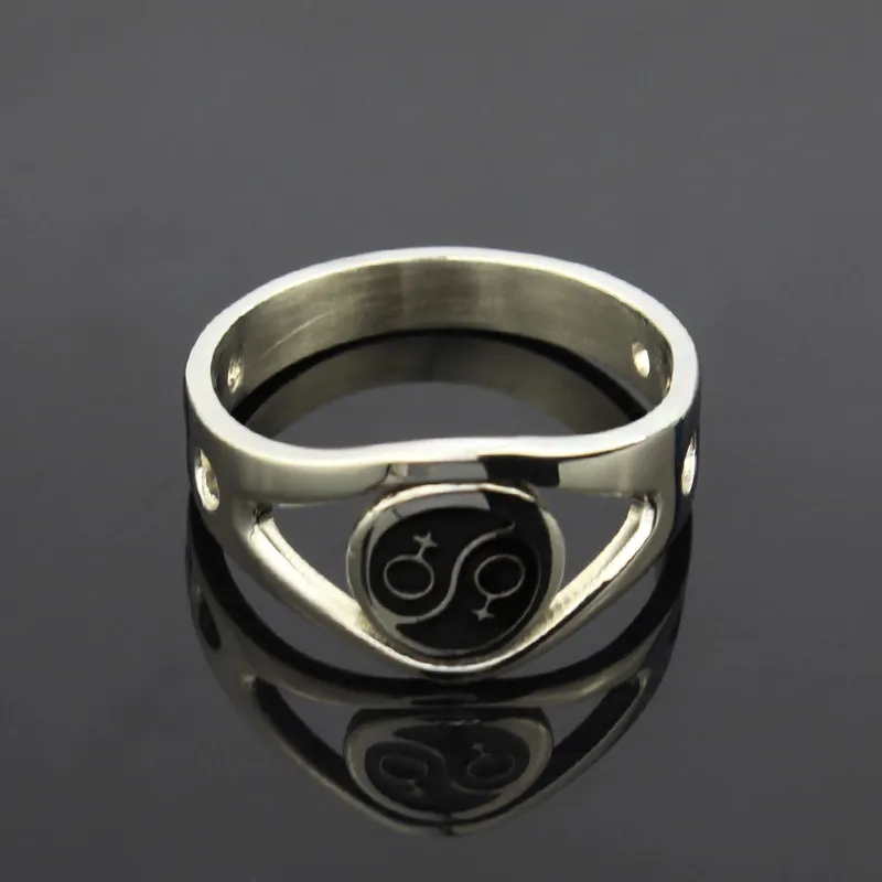 Fashion Women Rings Black Female Symbol Design Silver Plated Jewelry Resin Party Rings PR-015