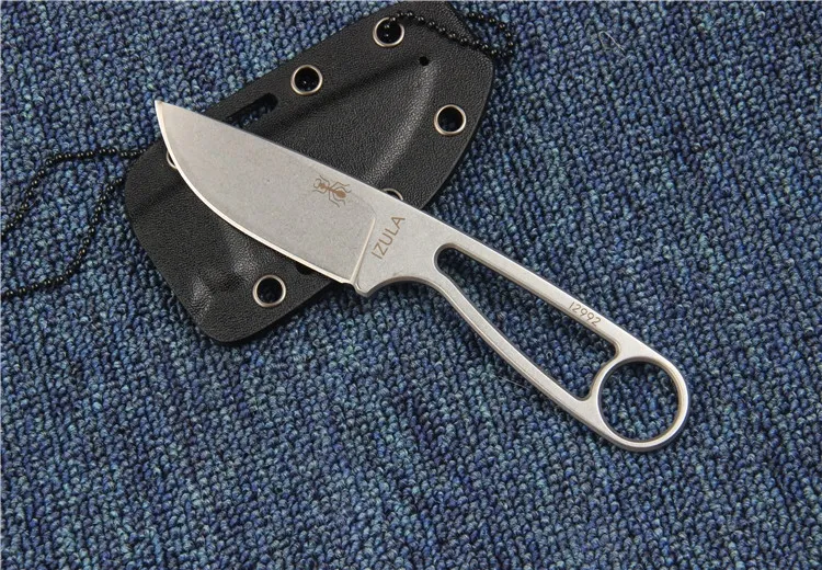 ESEE IZULA 12992 D2 Boyun Bıçağı Stonwashed Taktik Kamp Avcılık Survival Cep Anahtarlık Bıçak Açık EDC Araçları K Kılıf Koleksiyonu