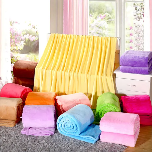 Partihandel-Solid Färg Fleece Blanket Plaid Spring Warm Höstmjuka filtar Kasta på soffan Bäddsplan Resor Plaid Patchwork 4 Storlekar B377