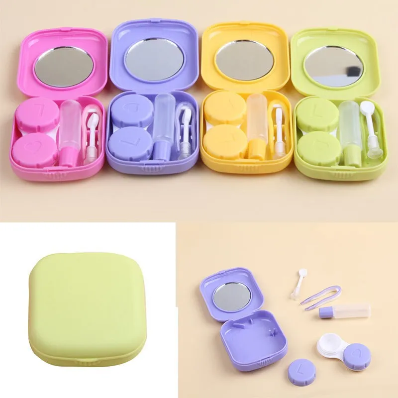 Hot Selling Pocket Mini Contact Lens Case Travel Kit Mirror Container High Quality Cute Portable 5 Colors