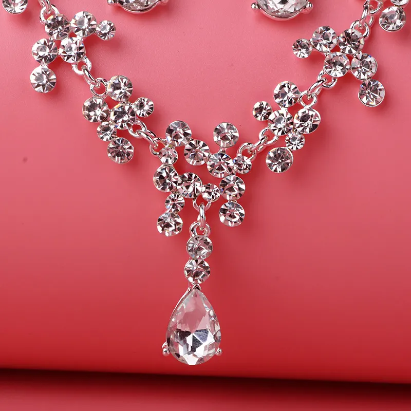 Beauty Silver Flower Pearls Bridal Necklace Tiara Earring Suits Jewelry Suits Wedding Bridal Jewelry P4190031800829