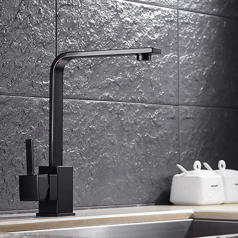 Square Countertop Faucet with Cold And Hot Water Blacken /360° Rotation Best Kitchen Faucets