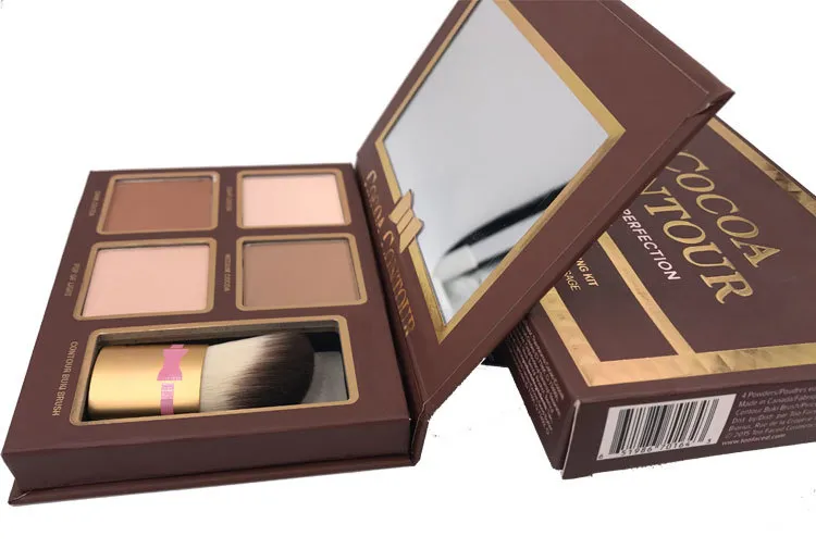 Merk Make-up Cocoa Contour Palette Gezicht Bronzer Contouring HighLighting Kit met borstel Marktpoeder Cosmetica Gift Paletten Hoge kwaliteit Make-up levering