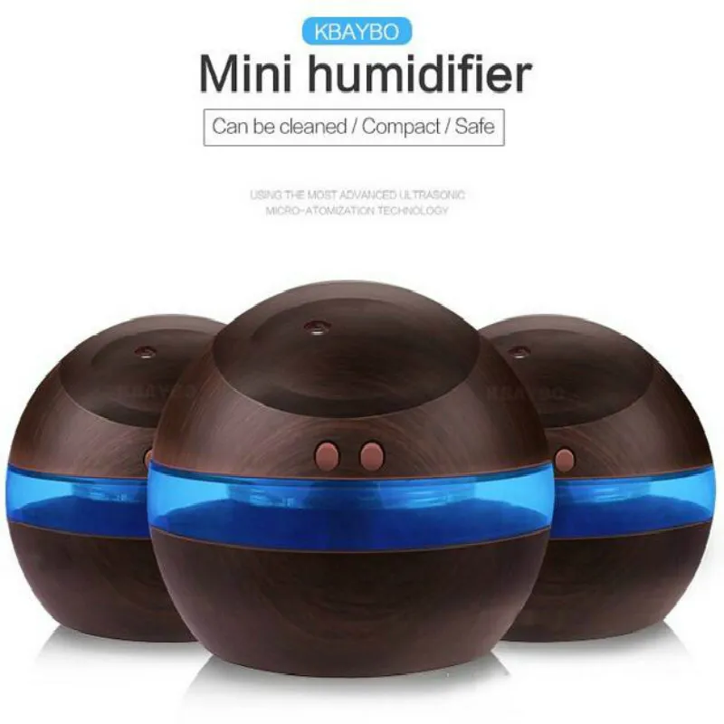 Humidificateur ultrasonique avec prise USB de 300ml, diffuseur d'arôme, brumisateur avec lumière LED bleue, 1035204